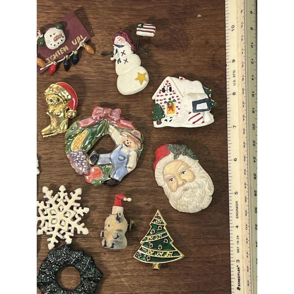 Vtg Holiday Brooch Lot Handmade Folk Easter Christmas 4th Quirky Seasonal